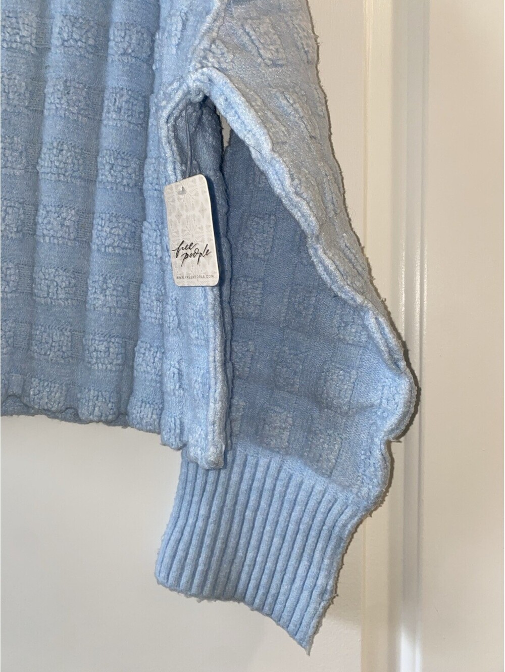 We The Free Care Sweater Women S/P  Free People Soul Searcher Mock Neck Crop Blu - Picture 8 of 9